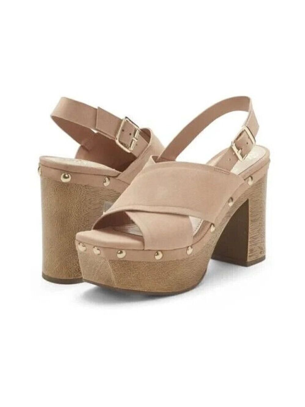 VINCE Camuto "Jenevy" block heel slingback Women 8 suede sandal platform